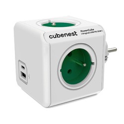 Cubenest - PowerCube, 0.1m, Original USB PD 20W, A+C, zielona, POWERCUBE, 4 gniazda, USB A+C, Power Delivery 20W