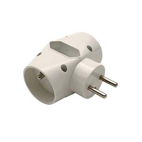 Listwa zasilająca 240V, CEE7 (widelec) - gniazdo 3x, 0.1m, 2x typ E,1x typ C, biała, 3 gniazdka