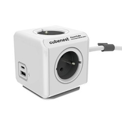 Cubenest - Powercube, 1.5m, Extended USB PD 20W, A+C, szara, POWERCUBE, 4 gniazda, USB A+C, Power Delivery 20W
