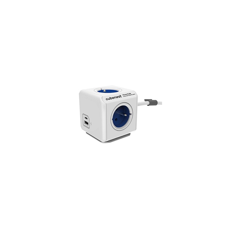 Cubenest - PowerCube, 1.5m, Extended USB PD 20W A+C, niebieska, POWERCUBE, 4 gniazda, USB A+C, Power Delivery 20W