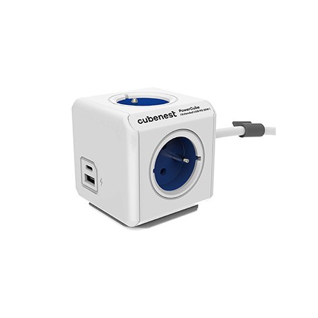 Cubenest - PowerCube, 1.5m, Extended USB PD 20W A+C, niebieska, POWERCUBE, 4 gniazda, USB A+C, Power Delivery 20W