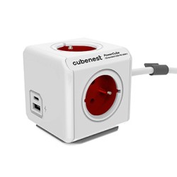 Cubenest - PowerCube, 1.5m, Extended USB PD 20W, A+C, czerwona, POWERCUBE, 4 gniazda, USB A+C, Power Delivery 20W