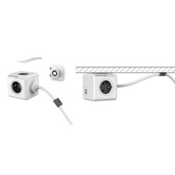 Kabel sieciowy 230V przedłużacz, CEE7 (widelec) - POWERCUBE, 1.5m, EXTENDED USB, szary, POWERCUBE, 4 gniazda, PD 20W A+C