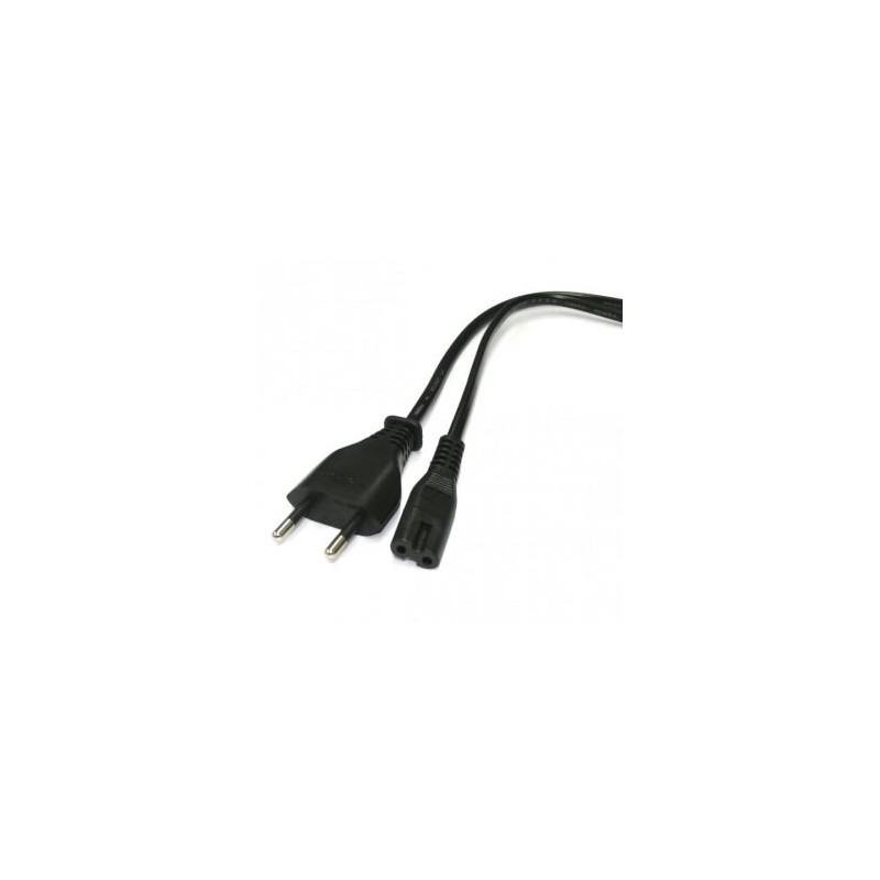 Kabel sieciowy 230V zasilacz, CEE7/16 (euro radiowy) - C7, 2m, VDE approved, czarny, Logo, 2-pinowe złącze, EOL