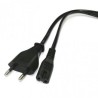 Kabel sieciowy 230V zasilacz, CEE7/16 (euro radiowy) - C7, 2m, VDE approved, czarny, Logo, 2-pinowe złącze, EOL