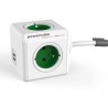 Kabel sieciowy 230V przedłużacz, CEE7 (widelec) - POWERCUBE, 1.5m, EXTENDED USB, zielony, POWERCUBE, 4 gniazdka + 2 porty USB, z