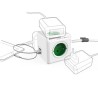 Kabel sieciowy 230V przedłużacz, CEE7 (widelec) - POWERCUBE, 1.5m, EXTENDED USB, zielony, POWERCUBE, 4 gniazdka + 2 porty USB, z