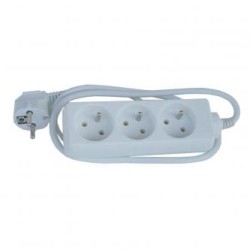 Kabel sieciowy 230V przedłużacz, CEE7 (widelec) - gniazdo 3x, 3m, VDE approved, biały, EOL