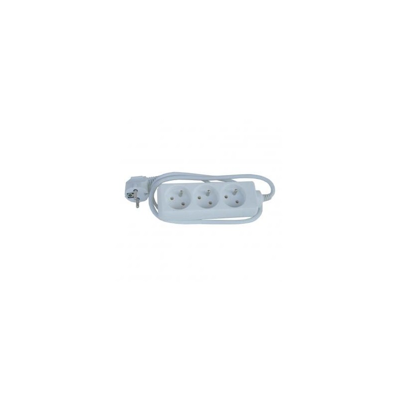 Kabel sieciowy 230V przedłużacz, CEE7 (widelec) - gniazdo 3x, 3m, VDE approved, biały, EOL