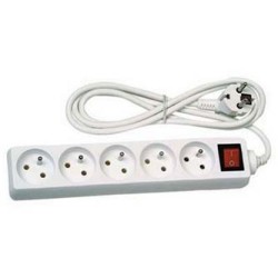 Kabel sieciowy 230V przedłużacz, CEE7 (widelec) - gniazdo 5x, 10m, VDE approved, biała, z wyłącznikiem, EOL