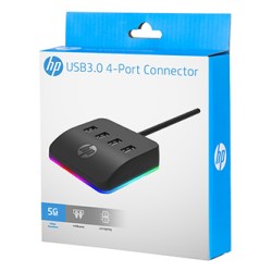 USB (3.0) hub 4-port, DHC-CT120, czarny, Hewlett-Packard, 4x USB 3.0, podświetlenie