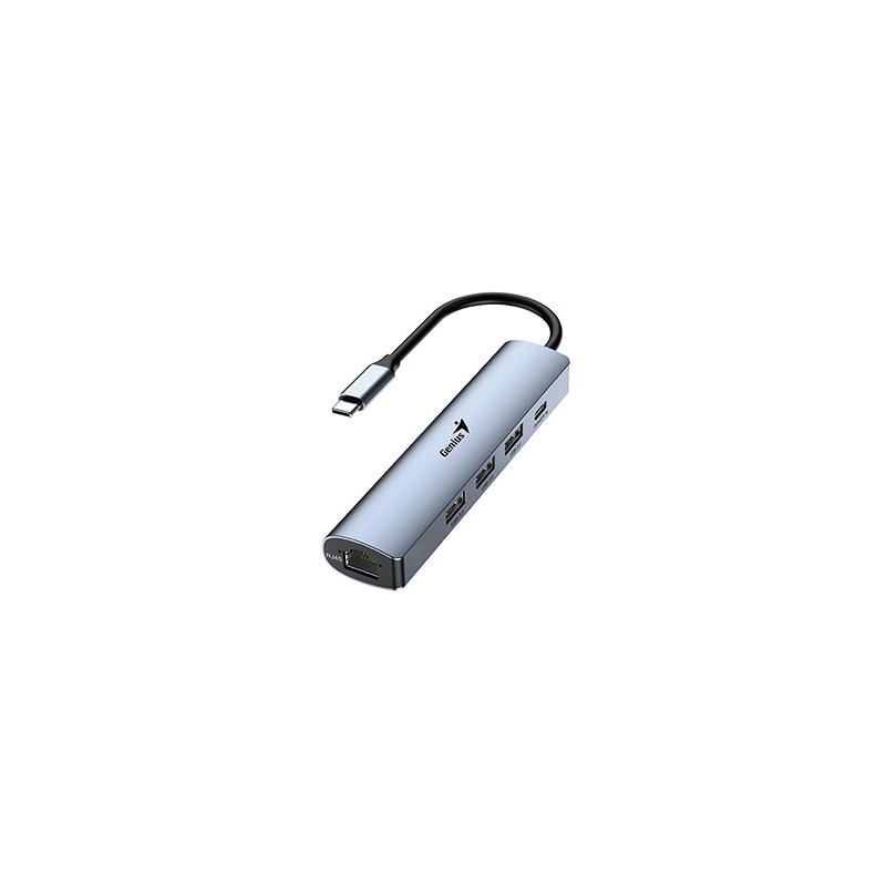 USB (3.0) hub 4-port, UH-545, szary, Genius, 3x USB 3.0, 1x RJ45