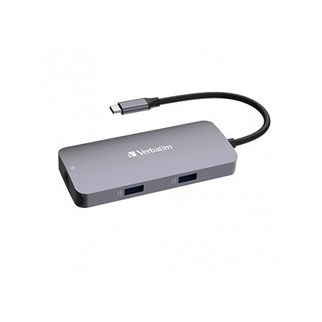 USB (3.2) hub 5-port, 32150, szara, długość przewodu 15cm, Verbatim, 1x USB C, 2x USB A, 1x HDMI