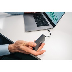 USB (3.2) hub 5-port, 32150, szara, długość przewodu 15cm, Verbatim, 1x USB C, 2x USB A, 1x HDMI