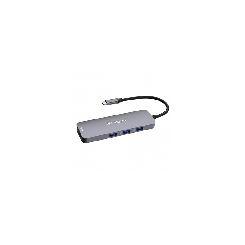 USB (3.2) hub 8-port, 32151, szara, długość przewodu 15cm, Verbatim, 1x USB C, 3x USB A, 2x HDMI, 1x SD 3.0