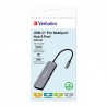 USB (3.2) hub 8-port, 32151, szara, długość przewodu 15cm, Verbatim, 1x USB C, 3x USB A, 2x HDMI, 1x SD 3.0