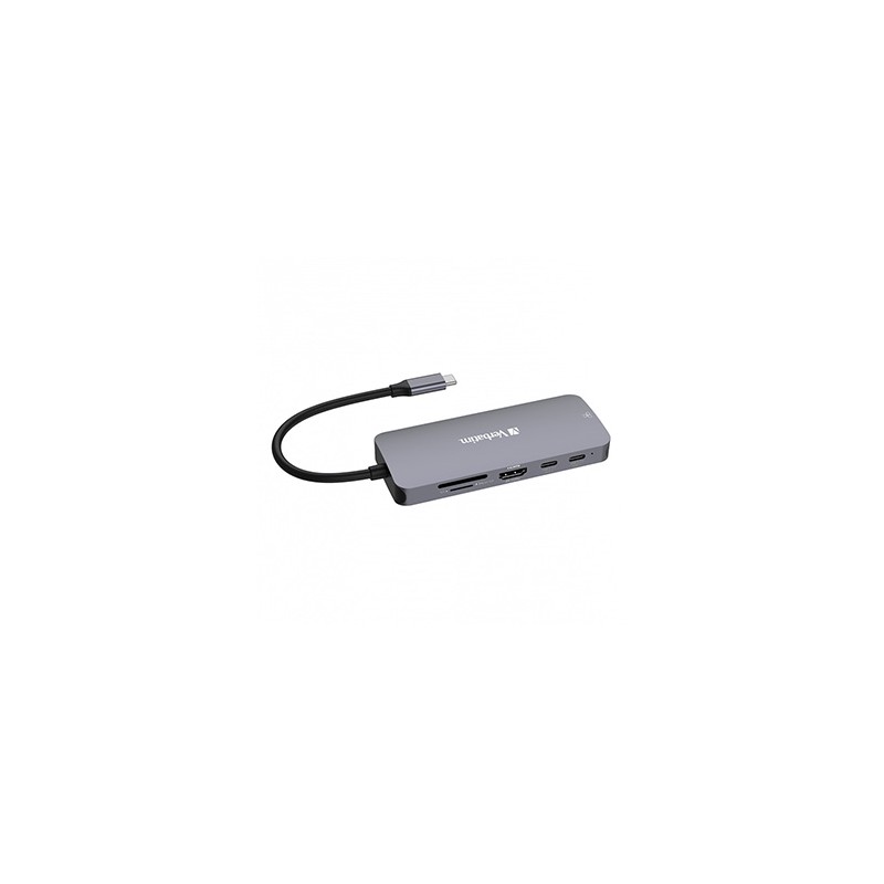 USB (3.2) hub 9-port, 32152, szary, długość przewodu 15cm, Verbatim, 2x USB C, 3x USB A, 1x HDMI, czytnik SD/micro SD