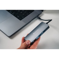 USB (3.2) hub 9-port, 32152, szary, długość przewodu 15cm, Verbatim, 2x USB C, 3x USB A, 1x HDMI, czytnik SD/micro SD