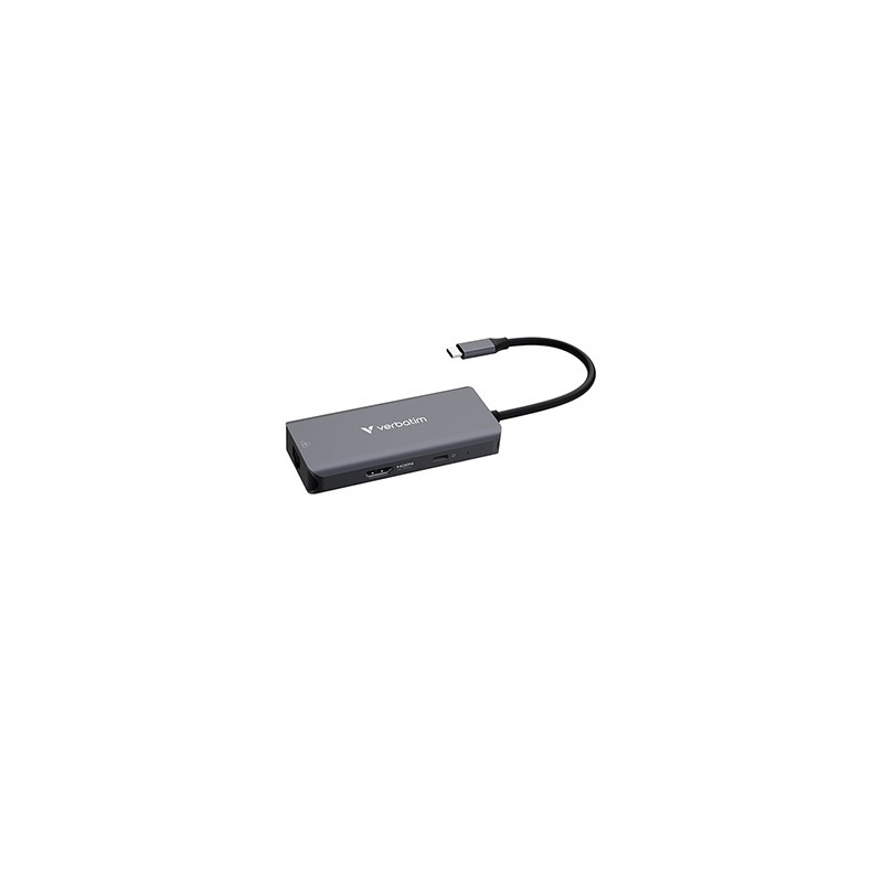 USB-C Hub wieloportowy 6-port, 32157, szary, długość kabla 18,8 cm, Verbatim, USB-C PD, USB-A 3.2 Gen 1, USB-A 2.0, SD a microSD