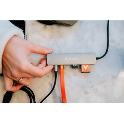 USB-C Hub wieloportowy 7-port, 32158, szary, długość kabla 18 cm, Verbatim, USB-C 3.2 Gen 1, USB-C PD, 2 x USB-A 3.2 Gen 1, SD