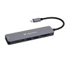 USB-C Hub wieloportowy 7-port, 32158, szary, długość kabla 18 cm, Verbatim, USB-C 3.2 Gen 1, USB-C PD, 2 x USB-A 3.2 Gen 1, SD