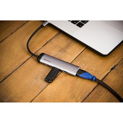 USB (3.1) hub 4-port, 49140, szara, długość przewodu 15cm, Verbatim, adapter USB C na 1x USB C, 1x USB A(3.0), 1x HDMI