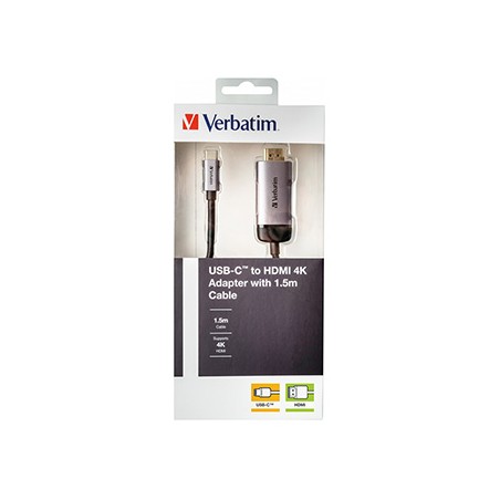 USB (3.1) hub 1-port, 49144, szara, długość przewodu 1,5m, Verbatim, adapter USB C na HDMI