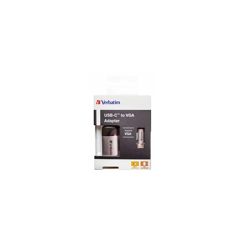 USB (3.1) hub 1-port, 49145, szara, długość przewodu 10cm, Verbatim, adapter USB C na VGA