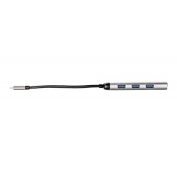 USB (3.2) Gen 1 4-port, 49147, szara, długość przewodu 15cm, Verbatim, 1 x połączenie USB-C, porty 4 x USB 3.2 Gen 1