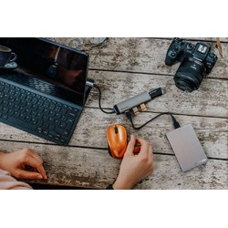 USB (3.2) Gen 1 4-port, 49147, szara, długość przewodu 15cm, Verbatim, 1 x połączenie USB-C, porty 4 x USB 3.2 Gen 1