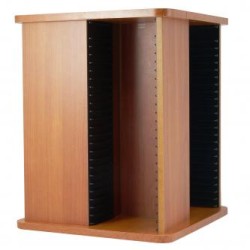 Box na 100 szt. CD, wygląd drewna, brązowy, stojak, czterorzędowy, obrotowy