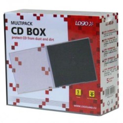 Box na 1 szt. CD, przezroczysty, czarny tray, Logo, 10,4 mm, 5-pack, EOL