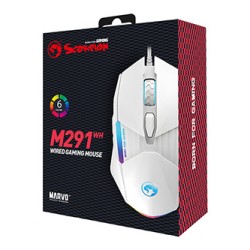 Marvo M291 Mysz przewodowa, biała, 6400DPI