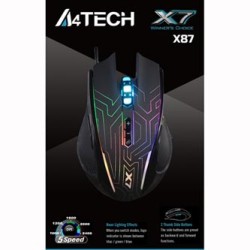A4Tech X87 Oscar Neon Mysz przewodowa, czarna, 2400DPI