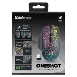Defender Oneshot GM-067 LED Mysz bezprzewodowa, czarna, 3200DPI