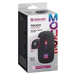Defender TOUCH MM-997 Mysz bezprzewodowa, czarna, 1600DPI