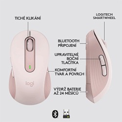 Logitech M650 Mysz bezprzewodowa, różowa, 2000DPI