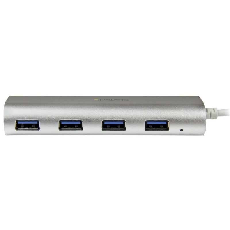 StarTech.com ST43004UA huby i koncentratory USB 3.2 Gen 1 (3.1 Gen 1) Type-A 5000 Mbit/s Srebrny, Biały