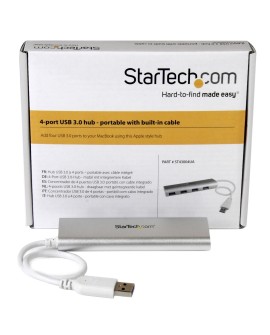 StarTech.com ST43004UA huby i koncentratory USB 3.2 Gen 1 (3.1 Gen 1) Type-A 5000 Mbit/s Srebrny, Biały