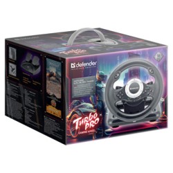 Kierownica Defender TURBO PRO, 10przycisk, USB, czarny, z pedałami, PS3,PS4,PC,Xbox One,Xbox Series X/S,Nintendo Switc
