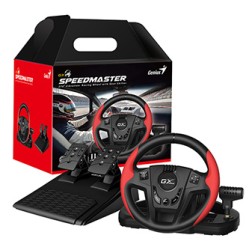 Kierownica Genius GX Gaming SpeedMaster, kierownica z pedałami i dźwignią zmiany biegów, 13przycisk, USB, czerwono-czarny