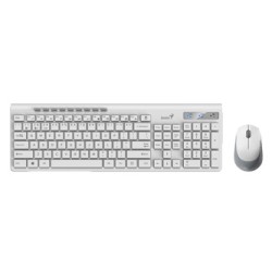 Genius SlimStar 8230 zestaw klawiatura bezprzewodowa CZ/SK, biała z myszą optyczną bezprzewodową, 1x AA, 1x AA, klasyczna, Dual-