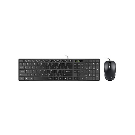 Genius SlimStar C126 COPILOT zestaw klawiatura przewodowa (USB) CZ/SK, czarna z optyczną myszką, niski profil