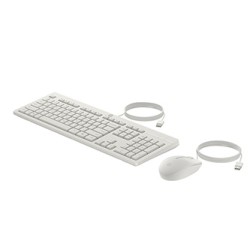 HP 225 G2 Wired Mouse Keyboard White zestaw klawiatura USB-A CZ/SK, biała mysz przewodowa UBA-A, Układ 3-strefowy, USB-A rodzaj