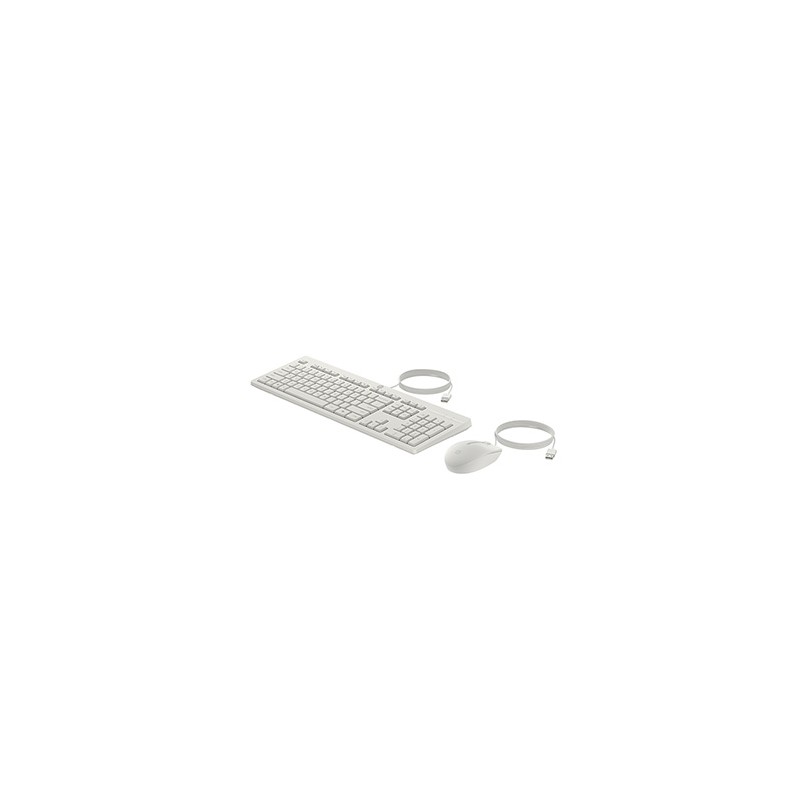 HP 225 G2 Wired Mouse Keyboard White zestaw klawiatura USB-A CZ/SK, biała mysz przewodowa UBA-A, Układ 3-strefowy, USB-A rodzaj