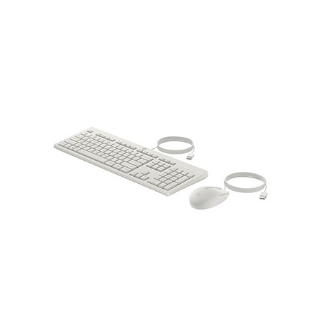 HP 225 G2 Wired Mouse Keyboard White zestaw klawiatura USB-A CZ/SK, biała mysz przewodowa UBA-A, Układ 3-strefowy, USB-A rodzaj