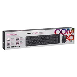 Defender LIMA C-993 zestaw klawiatura US, czarna z myszką bezprzewodową, multimedialny, 2.4 [GHz]