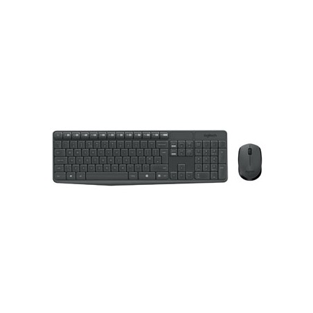 Logitech MK235 Zestaw klawiatur bezprzewodowa US, czarna z myszą optyczną bezprzewodową, AAA, klasyczna, 2.4 [Ghz], 1x bateria A