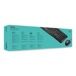 Logitech MK120 zestaw klawiatura przewodowa (USB) US, czarna z przewodową myszą optyczną, klasyczna