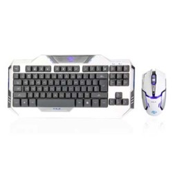 E-blue Auroza zestaw klawiatura przewodowa (USB) US, biała z optyczną mysz do gier, do gry